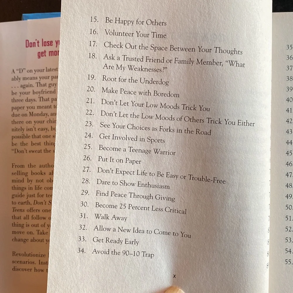 Don’t Sweat the Small Stuff for Teens Richard Carlson Hardcover Self Help Book